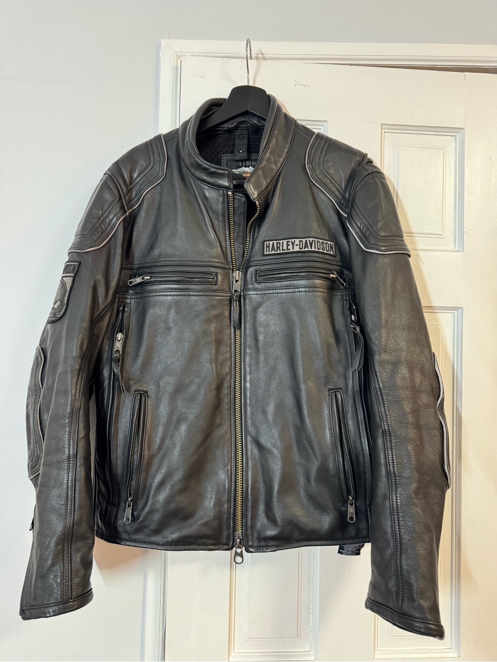Harley-Davidson Skull Leather Motorcycle Jacket Men’s Size L